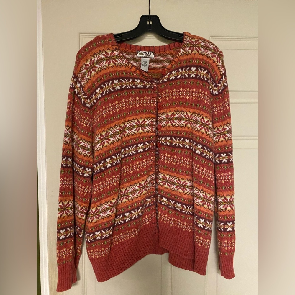Womens Orange Button Up Sweater